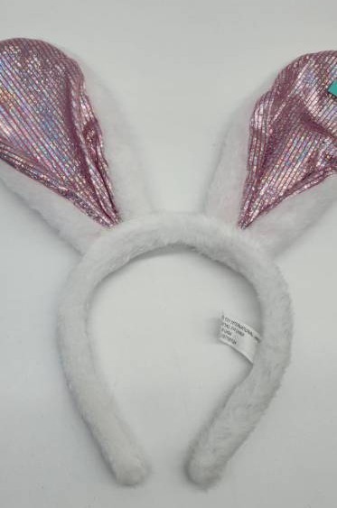 lot 67958 image: Iridescent Pink Bunny Ears Headband 2PK - Retail $10