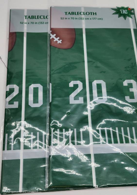 lot 68759 image: Football Field Design Tablecloth 52x70, 2 Set - Retail $8