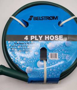lot 69218 image: Belstrom 4 Ply Garden Hose 58Inchesx75ft (Green) - Retail $25