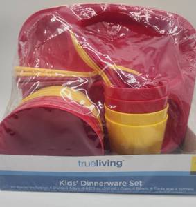 lot 69226 image: True Living Kids Dinnerware Set - Red and Yellow 20 Piece - Retail $5