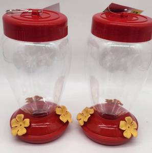 lot 69257 image: Red Hummingbird Feeders with Yellow Flowers - Retail $15