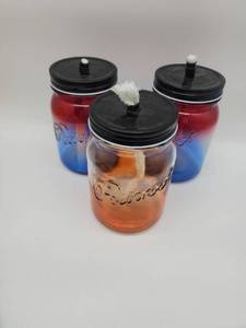 lot 69273 image: Patriotic Mason Jar Oil Lamps Set of 3 - Retail $35