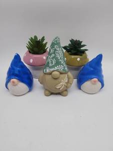 lot 69283 image: Garden Gnome and Succulent Planter Set - Retail $25