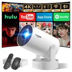 Mini Projector with WiFi 6 and Bluetooth 5.4 Support 4K 1080P Auto Keystone 180° Rotatable Projector Portable Compatible with HDMI/TV Stick/Memory Stick/Laptop, White - Retail: $66