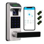 Fingerprint Door Lock, Heavy Duty Full APP Control Touchscreen Keypad Keyless Lock with Reversible Handle, Perfect for Home/Office/Bedroom Doors (Satin Nickel) - Retail: $130