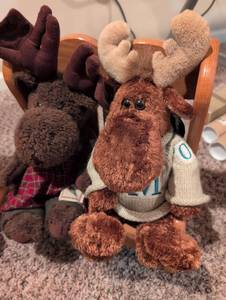 lot 2495 image: Pair of Plush Moose Stuffed Animals