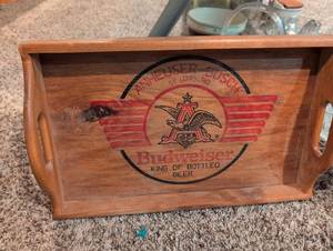 lot 2502 image: Budweiser Wooden Serving Tray