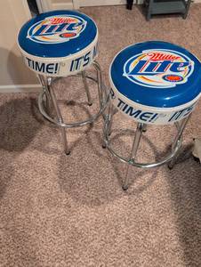 lot 2521 image: Miller Lite Bar Stools Set of 2
