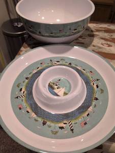 lot 2532 image: Coastal Lighthouse Scene Dinnerware Set