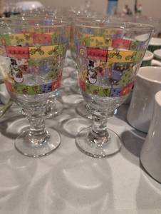 lot 2542 image: Holiday Snowman Wine Glasses Set of 12