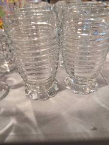 lot 2543 image: Clear Glass Beehive Pattern Drinking Glasses Set of 8