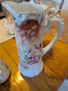 lot 2608 image: RS Prussia Floral Pitcher with Embossed Design
