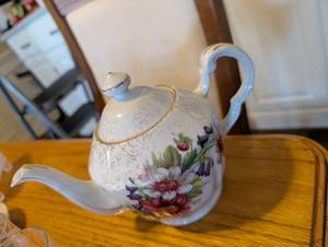 lot 2613 image: Floral Decorated Newport Fine China Teapot