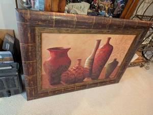 lot 1509 image: Decorative Red Pottery Vases Wall Art 36x 24 approx