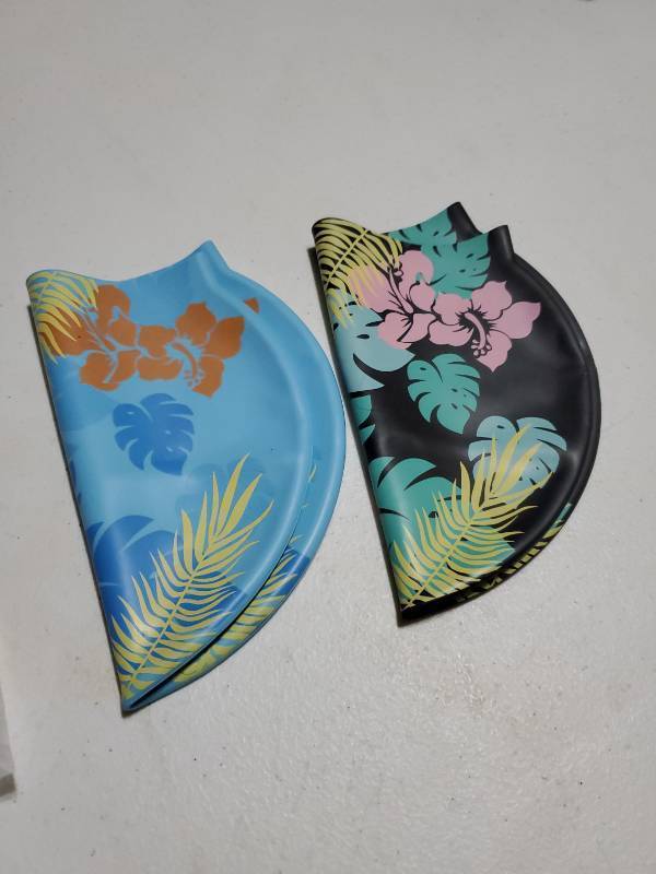 lot 15220 image: Tropical Floral Swimming Cap Set 2pcs  - Retail $15
