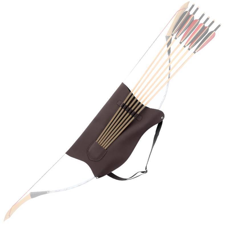 lot 15231 image: Archery Bow Carrier with Arrow Slots, Archery Bow and Arrow Holder for Recurve Horsebow Traditional Bow, Adjustable Shoulder Strap (Khaki) - Retail $26