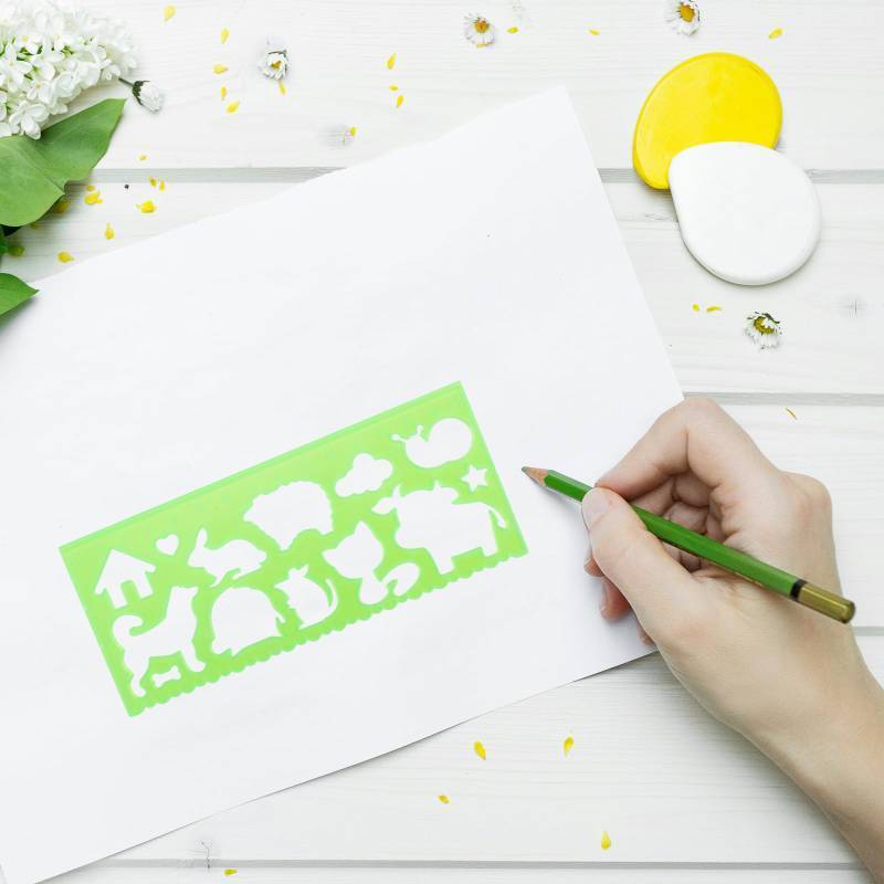 lot 15249 image: Template for Drawing, Clear Ruler Animal-Shaped Stencils Drafting Tools Set Stencil Maker Rulers, Rulers for Kids, Measuring Templates Rulers for Office, School, Drawing - Retail $6