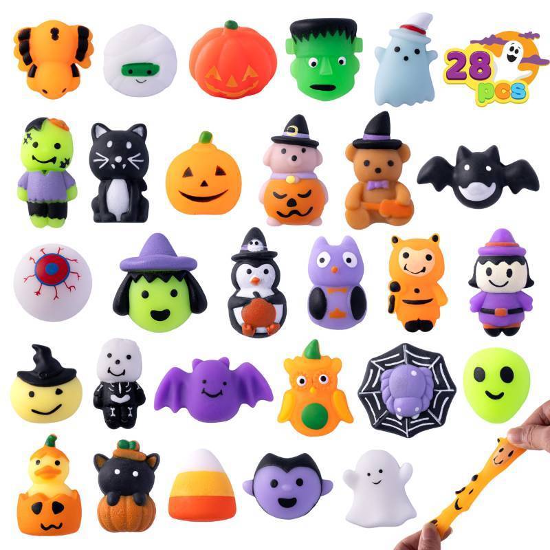 lot 15263 image: 18 Pcs Halloween Mochi squishy toys, Halloween Sensory Stress Relief Toys bulk for Halloween Party Favors, Trick or Treats Classroom Prizes Gifts Goodie Bag Fillers - Retail $10