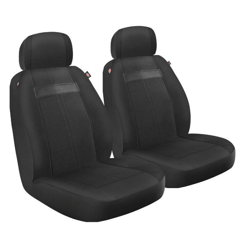 lot 15279 image: Dickies 2-Piece Ortega Truck Seat Covers, Tear-Resistant Seat Covers for Trucks, Black - Retail $48