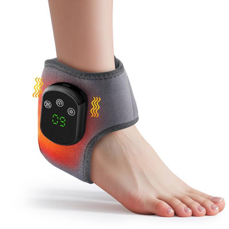 lot 72125 image: Cordless Ankle Massager with Heat, Ankle Heating Pad, USB Rechargeable Heated Brace Wrap Warmer, 5 Heat Levels, 3 Vibration Modes, Auto Shut Off - Retail $30
