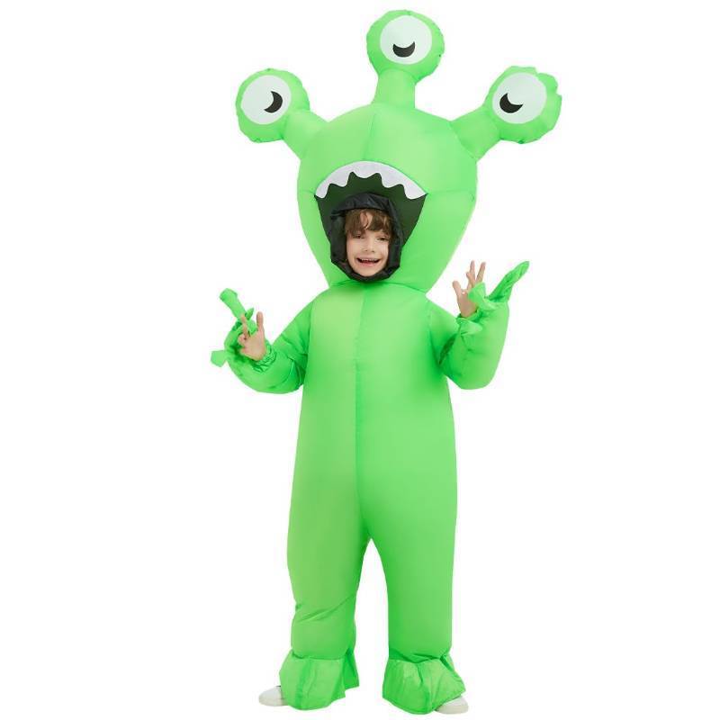 lot 25343 image: Halloween Inflatable Alien Costume Kids Cosplay Costumes Funny Ride on Blow Up Costumes Alien Suit for Teens (48) - Retail $27