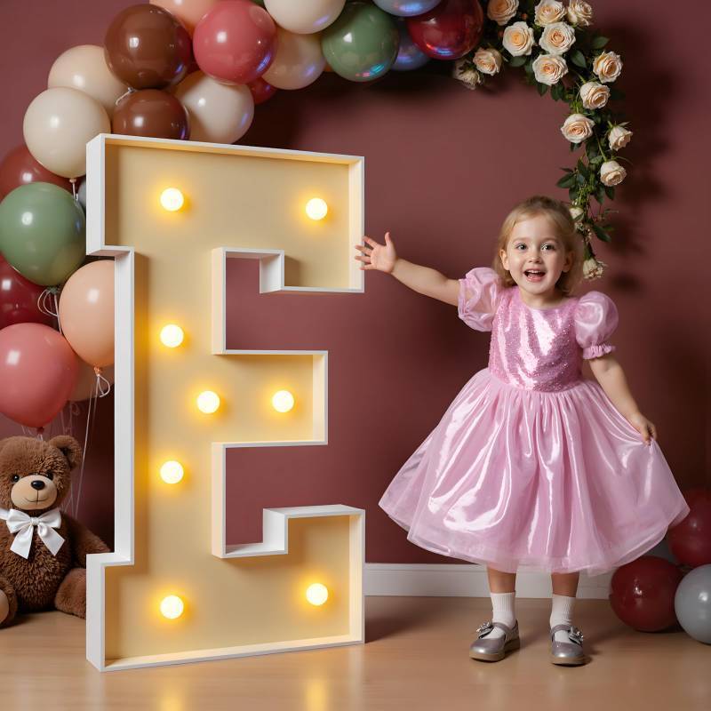 lot 25388 image: 3FT Block Marquee Letters Light Up Letters for Birthday Baby Shower Party Backdrop Decor, Large Light Up E for Wedding Decorations Engagement Party Decorations
