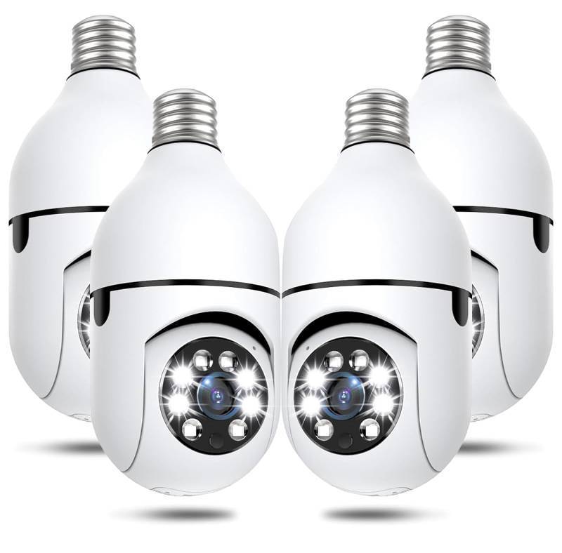 lot 25415 image: Light Bulb Security Cameras Wireless Outdoor, 5G&2.4GHz 4MP Security Camera 360° PTZ Cameras for Home Security with Color Night Vision, 2 Way Talk, AI Human Detection, Screw in Light Socket, 4Packs - Retail $70