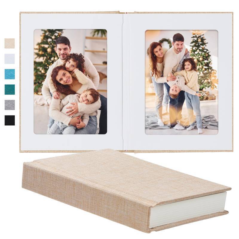 lot 44066 image: Photo Album 5x7 with Writing Space Linen Cover 5x7 Photo Album Book Holds 30 Photos Ideal for Wedding Theme-Album and Baby Photo Albums (Beige,30 Pockets) - Retail $36