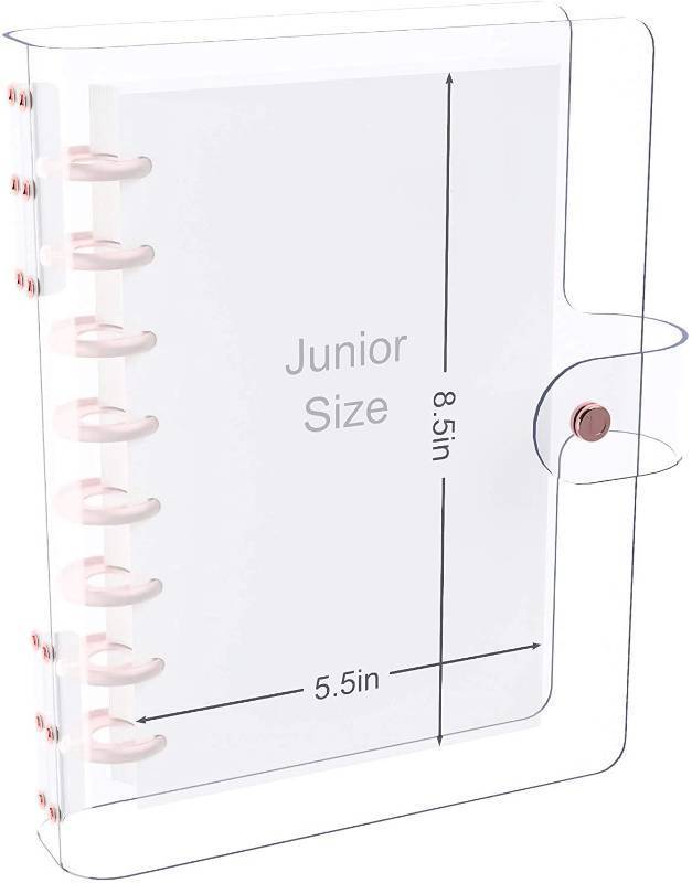 lot 44071 image: Clarity Transparent See Through Clear PVC Planner Personal Organizer Binder Cover (Discbound, A5  Junior Size) - Retail $18