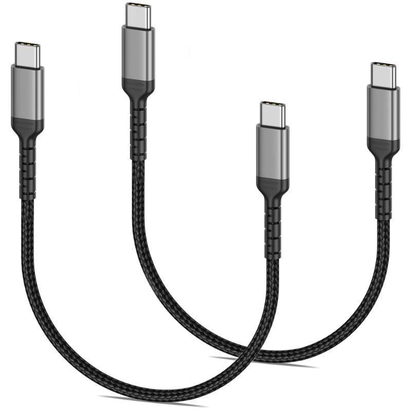 lot 44077 image: 1.5ft USB C Charging Cable, 2 Pack Braided USB C to USB C Cable 60W3A CarPlay USBC Cord Compatible with iPhone 15 Samsung Galaxy S23 Ultra Google Pixel, Short USB C to C Cable for Car - Retail $9