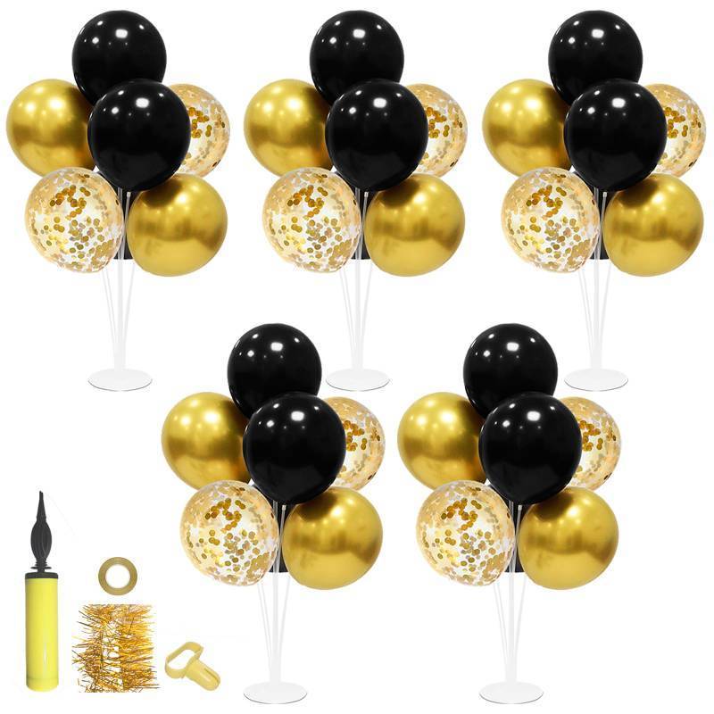 lot 44153 image: Black and Gold Balloon Stand Centerpiece Table Decorations Black and Gold Party Decorations for Birthday Wedding Retirement Anniversary Fathers Day New Years Graduation 2026 - Retail $18