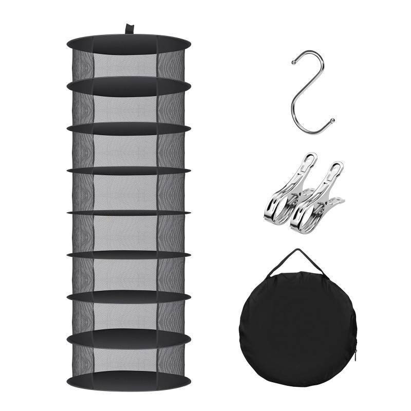 lot 44155 image: Herb Drying Rack Hanging Collapsible Drying Net for Garden Hydroponic Plant, Flowers, Herbs, Dry Mesh Folding Dryer (8 Layer) - Retail $19