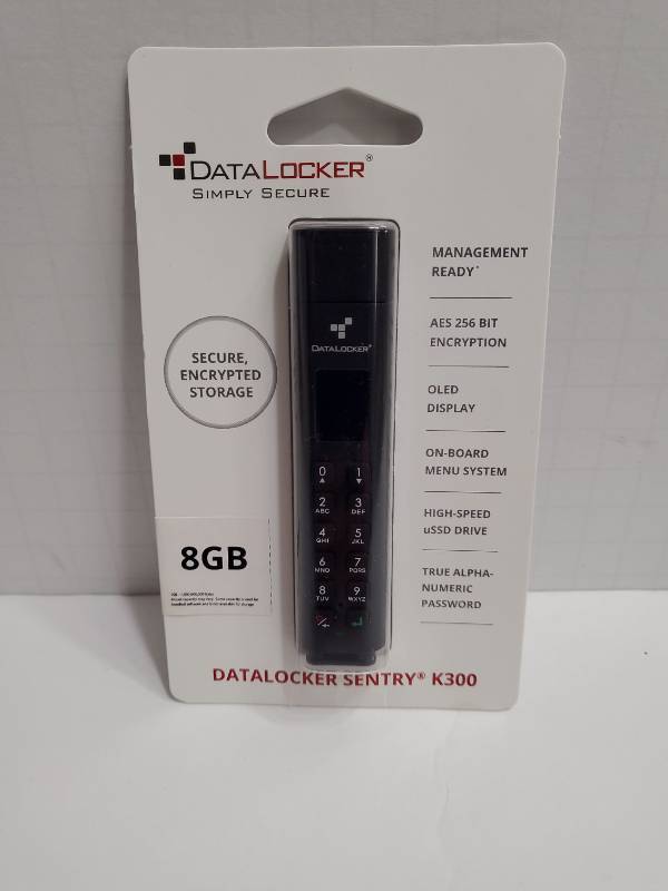 lot 61656 image: Data Locker K300 Encrypted Kypd SSD 8GB - Retail $100