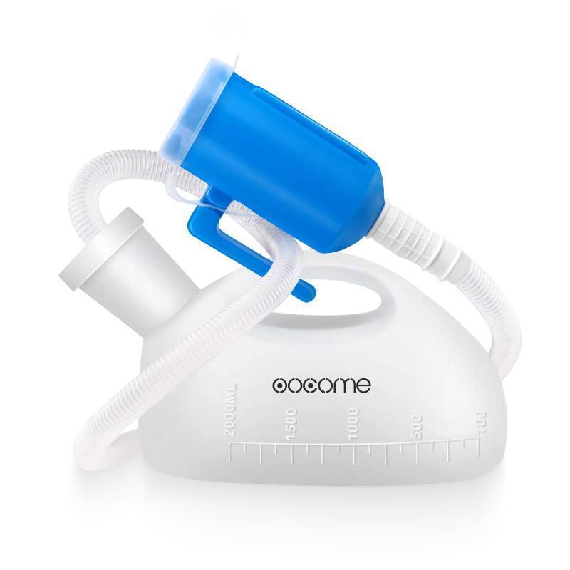 lot 61702 image: Portable Urinals for Men, OOCOME Men Urinal Bottle Spill Proof Reusable Male Pee Bottle Camping Toilet Thicken Mens Potty 2000 ml 47.2 Long Tube with Lid - Retail $22