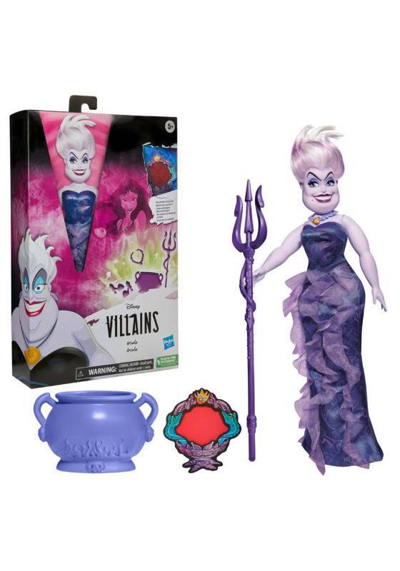 lot 61768 image: Disney Princess Villains Ursula Fashion Doll, Accessories and Removable Clothes, Disney Villains Toy for Kids 5 Years Old and Up - Retail $10