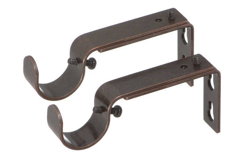 lot 54564 image: Adjustable Brackets for Curtain Rods - for 1 or 1 18 Inch Rods. Set of 2 - Oil Rubbed Bronze - Retail $9