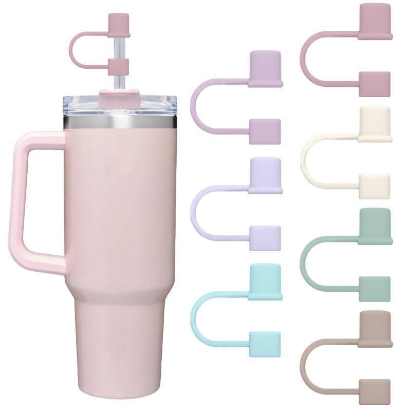 lot 54574 image: 7Pcs Straw Cover Cap for Stanley Cup, Simple 10mm(0.4inch) Silicone Straw Toppers for Stanley 40&30oz Tumbler Accessories-Multicolor - Retail $4