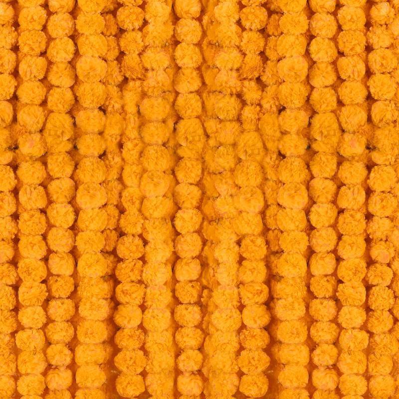 lot 54650 image: 6 Pcs - 5 Feet Marigold Garland Indian American Wedding Party Mantle Decoration, Dia de Los Muertos Faux Garlands Diwali Decoration, Spring Bush Floral (Orange - Retail $17