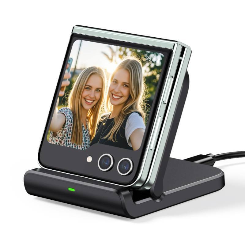 lot 54665 image: Wireless Charger for Samsung Z Flip 7, SwanScout 501S, Foldable Fast Wireless Charging Stand for Galaxy Z Flip 76543, Charging Station for Samsung Z Flip SeriesRazr(No Adapter) (Black) - Retail $23