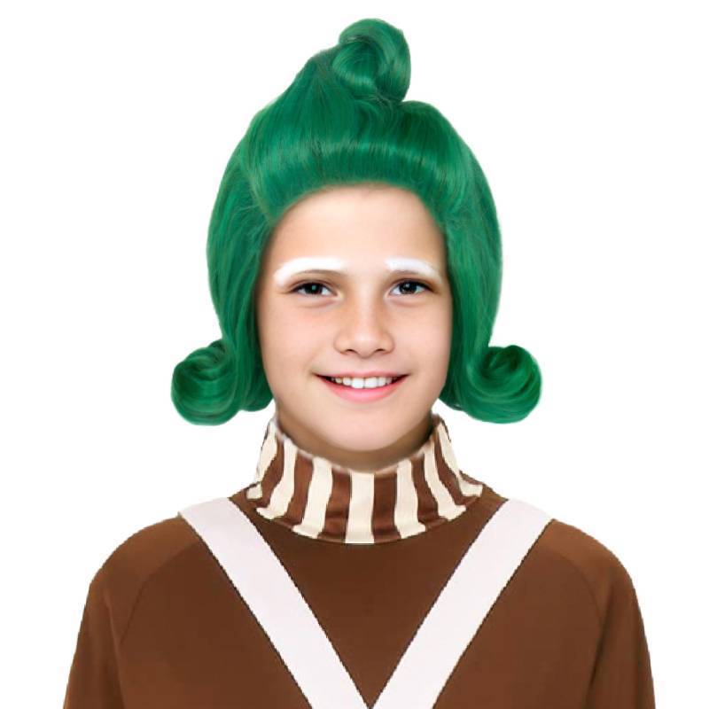 lot 54716 image: Miss U Hair Short Wavy Vibrant Green Wig with White Eyebrow Set Cosplay Outfit Wig - Retail $16