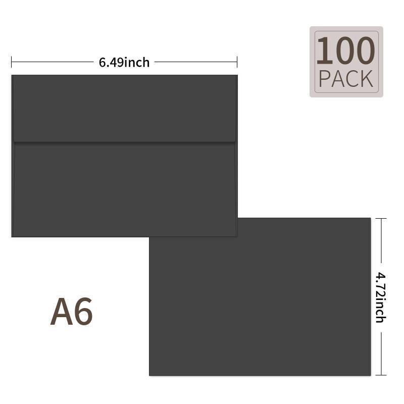 lot 54803 image: 100 Packs Black 4x6 Envelopes for Invitation Card, A6 Small Envelopes Self Seal for Wedding Birthday Party Baby Shower (brown) - Retail $10