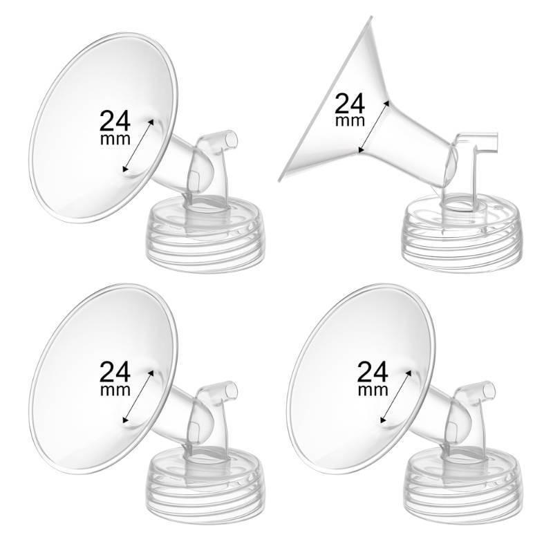 lot 54811 image: 4PCS 24mm Breast Pump Flanges, Compatible with Spectra S1S29PlusSynergy Gold, Motif Luna, Wide-Mouth Bottle Fit, Breast Pump Accessories - Retail $15