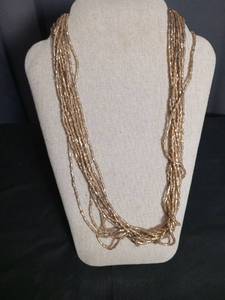 lot 1268 image: Multi-Strand Gold Glass Bead Necklace