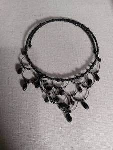lot 1279 image: Black Glass Beaded Cascade Necklace