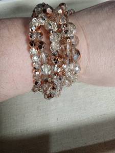 lot 1294 image: Crystal and Rose Gold Beaded Wrap Bracelet