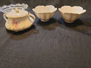 lot 1535 image: Porcelain Tea Set with Crystal Serving Plate