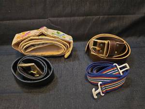 lot 1586 image: Belt Collection - Floral Embroidered, Leather, and Nautical Anchor