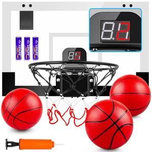 lot 7098 image: TREYWELL Indoor Basketball Hoop Boys Gifts for Teens and Adults Door Room Basketball Hoop Mini Hoop with Electronic Scoreboard, 3 Balls and Batteries Basketball Toys for 8 9 10 11 12