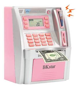 lot 7099 image: BKstar ATM Piggy Bank for Kids - Talking Electronic Money Bank with Debit Cards & Digital Coin Counter for Real Money, Boys Girls