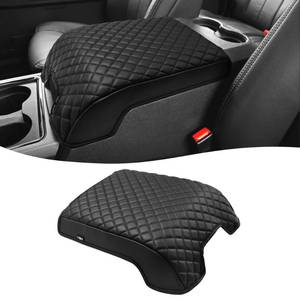 lot 7135 image: KBH Center Console Cover for Ford F250 F350 F450 F550 2011 2012 2013 2014 2015 2016, Vinyl Leather, Armrest Cushion Pad Protector, Anti-Scratch, Black (Fits Bucket Seat Console Only)